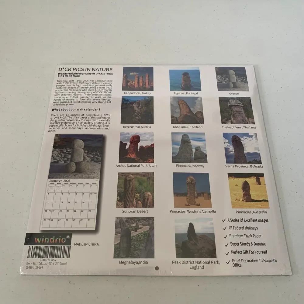 Nature's Dicks Calendar 2026 World Travel Series Brand New Sealed